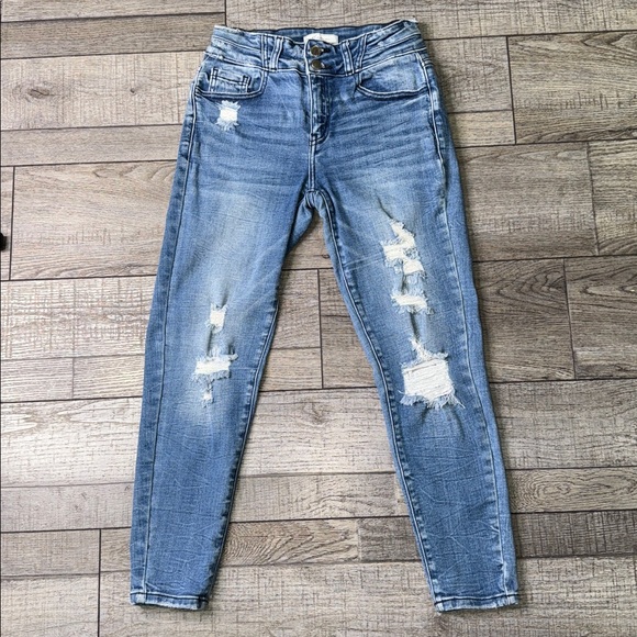 KanCan Denim - KanCan Mid-Rise Ankle Skinny Blue Distressed Jeans